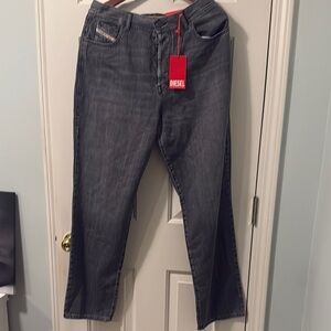 Diesel Straight Leg Jeans in Grayish-Blue Denim